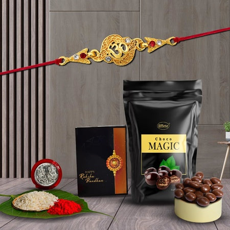 (K1_436_sm) Rakhi Combo With Choco Magic (Pouch) Pooja Coin  Greeting Card  Rakhi Gift Hamper  Rakhi For Brother With Gift  Chocolate Gift Pack Rakhi With Chocolate Gift Hemper  Fancy Rakhis For Men  Rakhi Set Of 1