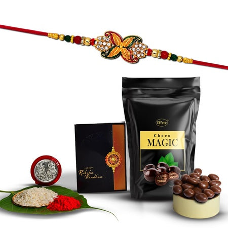 Rakhi Combo (K1_547_sm)  Choco Magic (Pouch) With Pooja Coin  Greeting Card  Rakhi Gift Hamper  Rakhi Combo With Card And Chocolate  Chocolates Gift  Rakhi  Chocolate For Brother  Rakhi With Gift  Rakhi Set Of 1