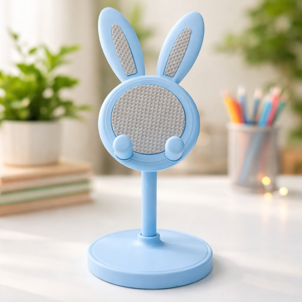 Cute Bunny Mobile Stand Holder for Desk & Kids Study Table (Color may vary)