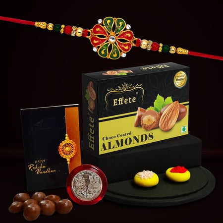 Rakhi (K1_304_ca32)  Chocolate Almonds 32gm Rakhi For Brother With Gift Rakhi With Chocolate Rakhi Combo For Brother Set Of 1 Rakhi Chocolate