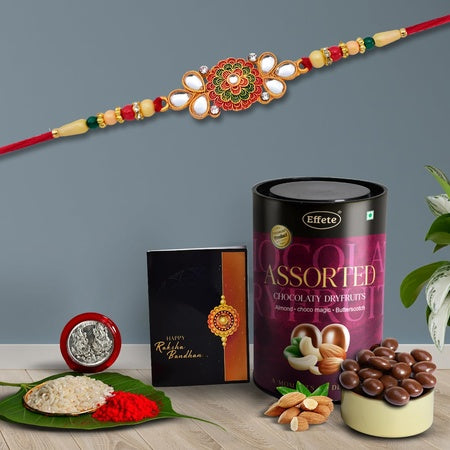 Rakhi (K1_410_as)  Assorted Chocolate Dryfruits 96gm  Rakhi Combo With Card And Chocolate  Chocolates Gift  Rakhi  Chocolate For Brother  Rakhi With Gift  Set Of 1 Rakhi