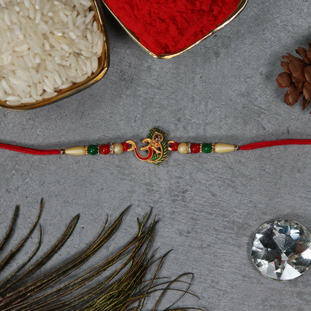 Om  Peacock Feather Rakhi