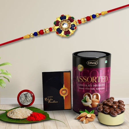 Rakhi (K1_550_as)  Assorted Chocolate Dryfruits 96gm Rakhi For Brother With Gift Rakhi With Chocolate Rakhi Combo For Brother Set Of 1 Rakhi Chocolate