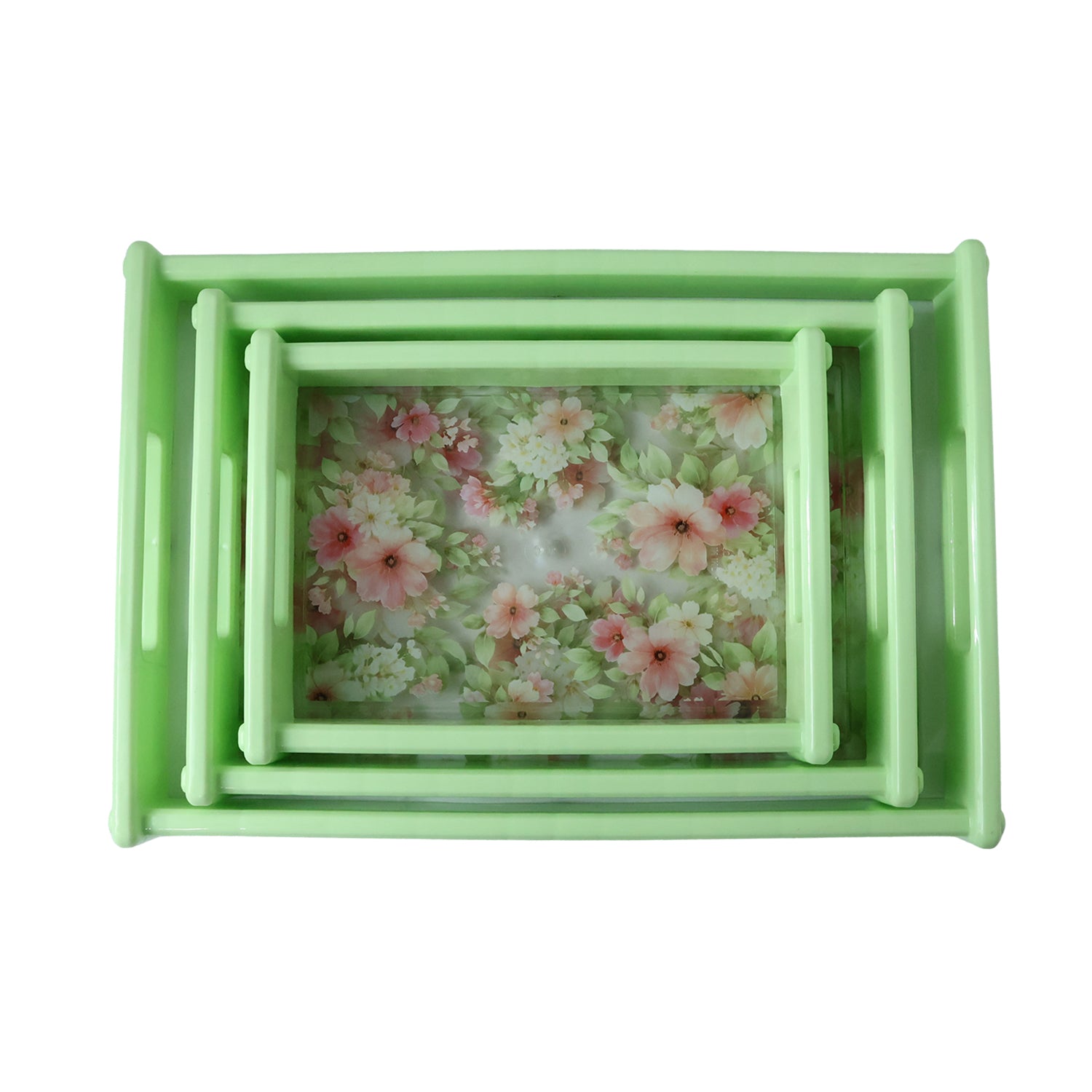 Supermom Floral Printed Multipurpose Serving Tray Set (3 Pc Set)