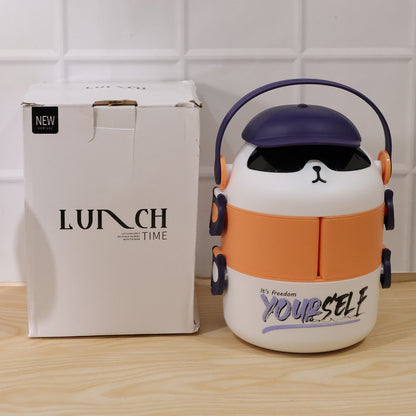 Cute Cartoon Double Layer Lunch Box (1 Pc)