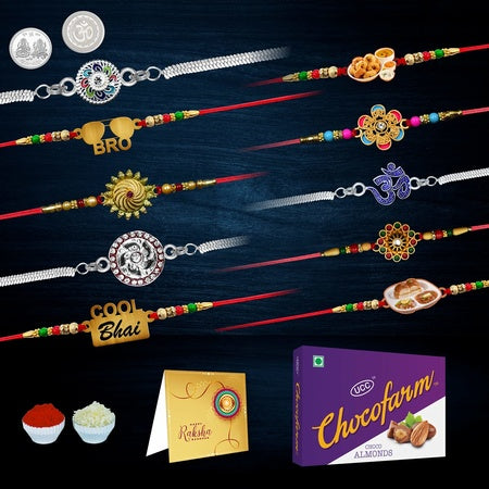 Multicolor Bracelet  Rakhi (K10_mc18_a32)  Chocolate Almonds  Rakhi Gift Chocolate For Brother  Rakhi For Kids  Rakhi For Brother  Rakhi Bhaiya  Rakhi For Brother With Gift  Bracelets For Men Stylish  Rakhi Combo For Brother