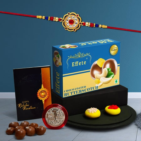 Rakhi (K1_299_bs32)  Chocolate Butter Scotch 32gm Rakhi Combo With Card And Chocolate Chocolates Gift Pack Rakhi  Chocolate For Brother Rakhi With Gift Set Of 1 Rakhi