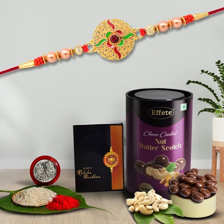Rakhi (K1_401_bs)  Chocolate Butter Scotch 96gm  Rakhi Combo With Card And Chocolate  Chocolates Gift  Rakhi  Chocolate For Brother  Rakhi With Gift  Set Of 1 Rakhi