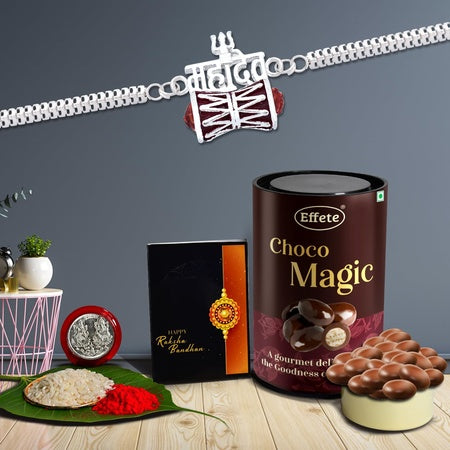 (K1_415_as) Rakhi Combo With Assorted Chocolate Dryfruits 96gm Rakhi For Brother With Gift  Fancy Rakhis For Men Stylish Rakhi Combo For Brother  Set Of 1 Rakhi  Chocolate