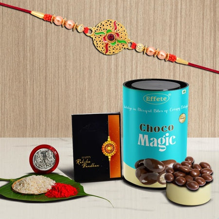 (K1_401_cm) Rakhi Combo With Chocolate Magic Rakhi  Chocolate For Brother Rakhi With Chocolate Rakhi With Gift Rakhi Combo Set Of 1 Rakhi Chocolate
