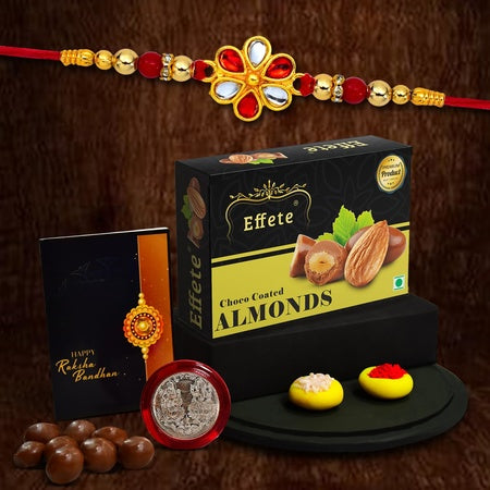 Rakhi (K1_323_ca32)  Chocolate Almonds 32gm Rakhi  Chocolate For Brother Rakhi With Chocolate Rakhi With Gift Rakhi Combo Set Of 1 Rakhi Chocolate