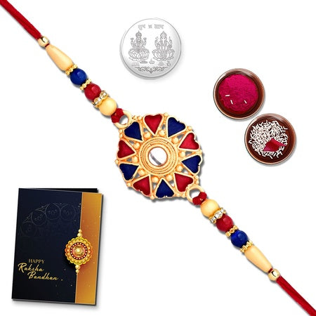 Rakhi For Brother Rakhi For Brother And Bhabhi Rakhi Gift For Brother Unisex Adult Rakhi For Brother Pack Of 1 Rakhi With Gift Rakhi Combo Golden Rakhi (K1_259)