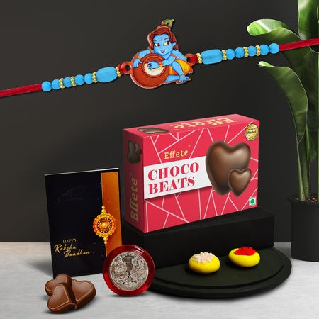 Rakhi Combo (K1_880_cb32)  Chocolate Beats 32gm Pooja Coin  Greeting Card Rakhi Kids Boy Rakhi Gift Kids Rakhi Chocolate Rakhi Kids Rakhi Brother Kids Rakhi Set Of 1