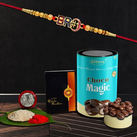 Rakhi (K1_361_cm)  Chocolate Magic Rakhi  Chocolate For Brother Rakhi With Chocolate Rakhi With Gift Rakhi Combo Set Of 1 Rakhi Chocolate