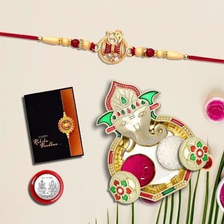 Rakhi For Brother Set Of 1 With Dish Silver Coin  Greeting Card Rakhi For Brother And Bhabhi Rakhi With Gift For Brother Rakhi For Kids Rakhi Set Rakhi Combo (K1_259_aa3)