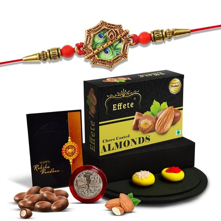 Rakhi For Brother Set Of 1 With Silver Color Pooja Coin (K1_547_ca32)
