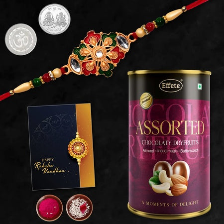 (K1_426_as) Rakhi Combo With Assorted Chocolate Dryfruits 96gm Stylish Rakhi For Brother Rakhi  Chocolate For Brother Rakhi Brother Rakhi With Gift Handmade Rakhi Set Of 1 Rakhi