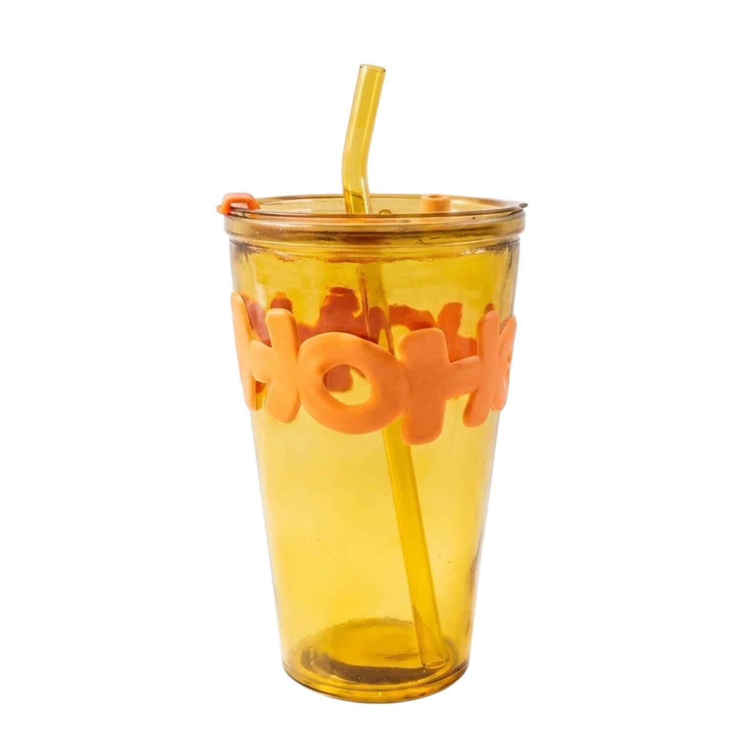Transparent Glass Tumbler With Lid And Straw (450 Ml)