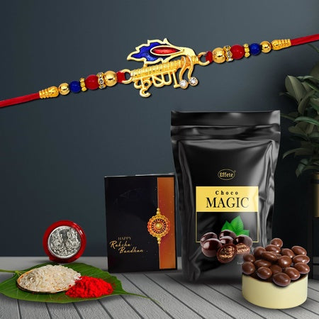 (K1_320_sm) Rakhi Combo With Choco Magic (Pouch) Rakhi  Chocolate For Brother Fancy Rakhis For Men Stylish Rakhi With Gift Rakhi Combo Set Of 1 Chocolate