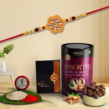 Rakhi (K1_531_as)  Assorted Chocolate Dryfruits 96gm Rakhi  Chocolate For Brother Rakhi With Chocolate Rakhi With Gift Rakhi Combo Set Of 1 Rakhi Chocolate