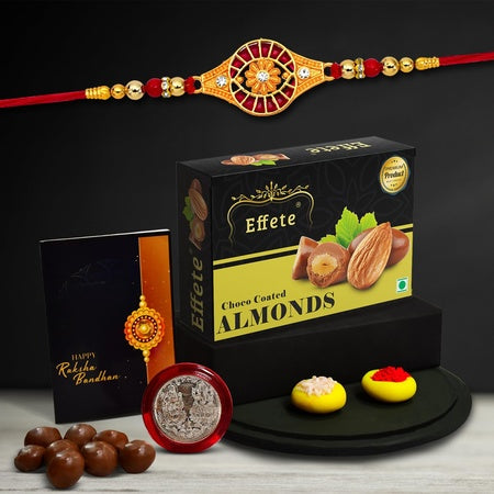 Rakhi (K1_325_ca32)  Chocolate Almonds 32gm Rakhi For Brother With Gift  Fancy Rakhis For Men Stylish Rakhi Combo For Brother  Set Of 1 Rakhi  Chocolate