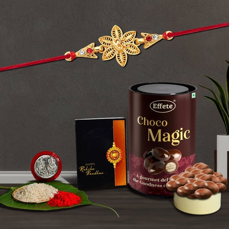 (K1_433_em) Rakhi Combo  Chocolate Magic  Rakhi  Chocolate For Brother  Fancy Rakhis For Men Stylish  Rakhi With Gift  Rakhi Combo  Set Of 1  Chocolate
