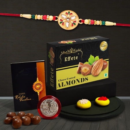 Rakhi (K1_508_ca32)  Chocolate Almonds 32gm Rakhi For Brother With Gift  Fancy Rakhis For Men Stylish Rakhi Combo For Brother  Set Of 1 Rakhi  Chocolate