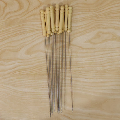 Stainless Steel Bbq Skewers With Wooden Handle (12 Pc)