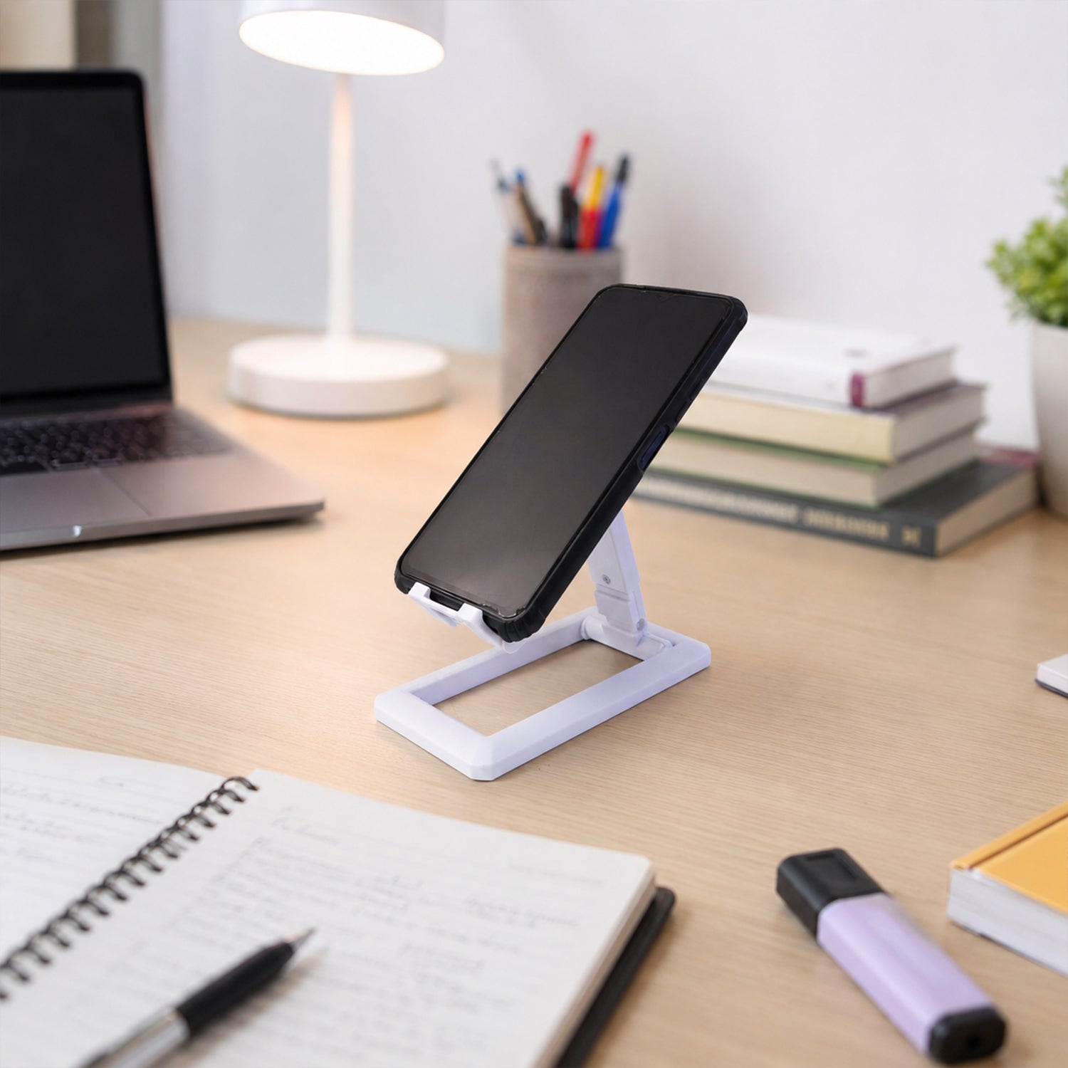 Foldable Plastic Mobile Phone Holder Stand Adjustable Desk Stand For Office (1 Pc)