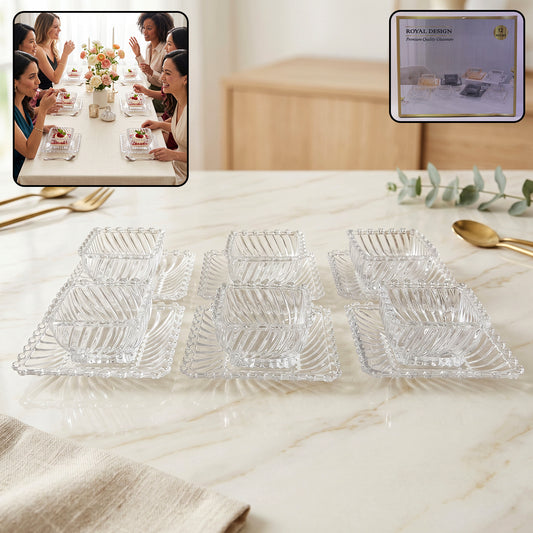 Royal Premium Glassware Serving Plate And Bowl (12 Pc Set)