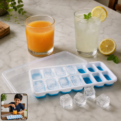 Multipurpose Plastic Ice Cube Tray With Lid (1 Pc 14 Gride)