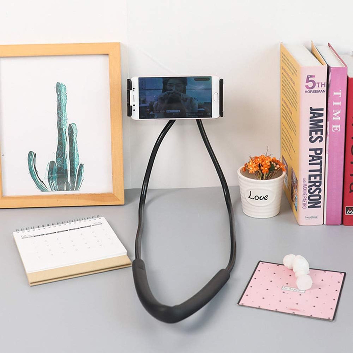 Neck Phone Holder  Desktop Lazy Stand - (1 Pc)