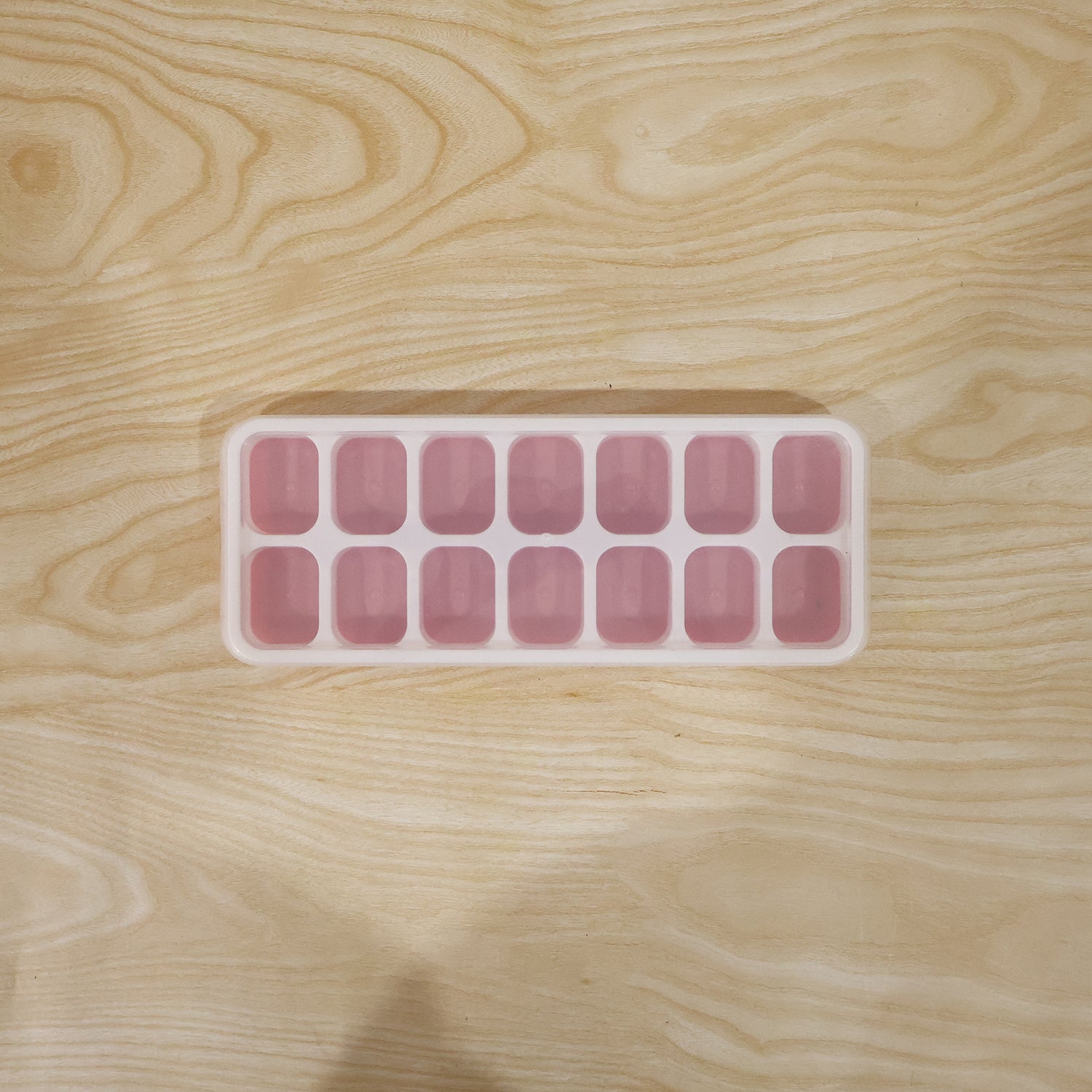 Multipurpose Plastic Ice Cube Tray With Lid (1 Pc 14 Gride  Pink)