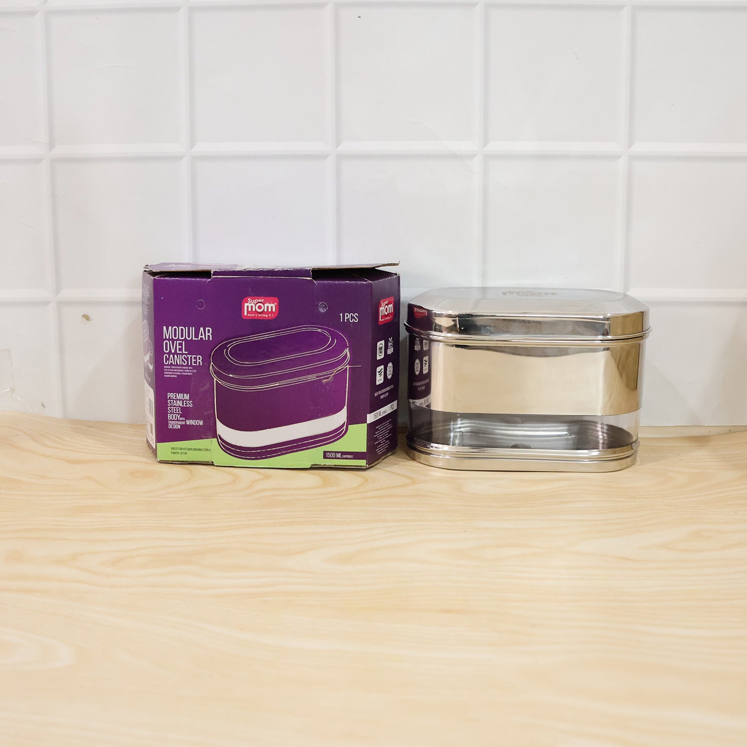 Supermom Premium Stainless Steel Modular Oval Canister (1500 Ml)