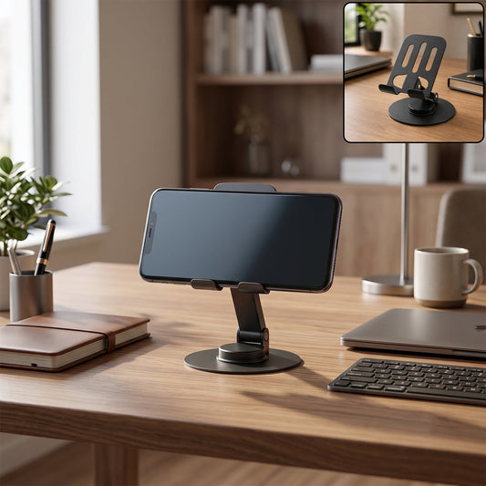Metal Foldable Mobile Stand 360 Degree Rotating Adjustable Holder (1 Pc)