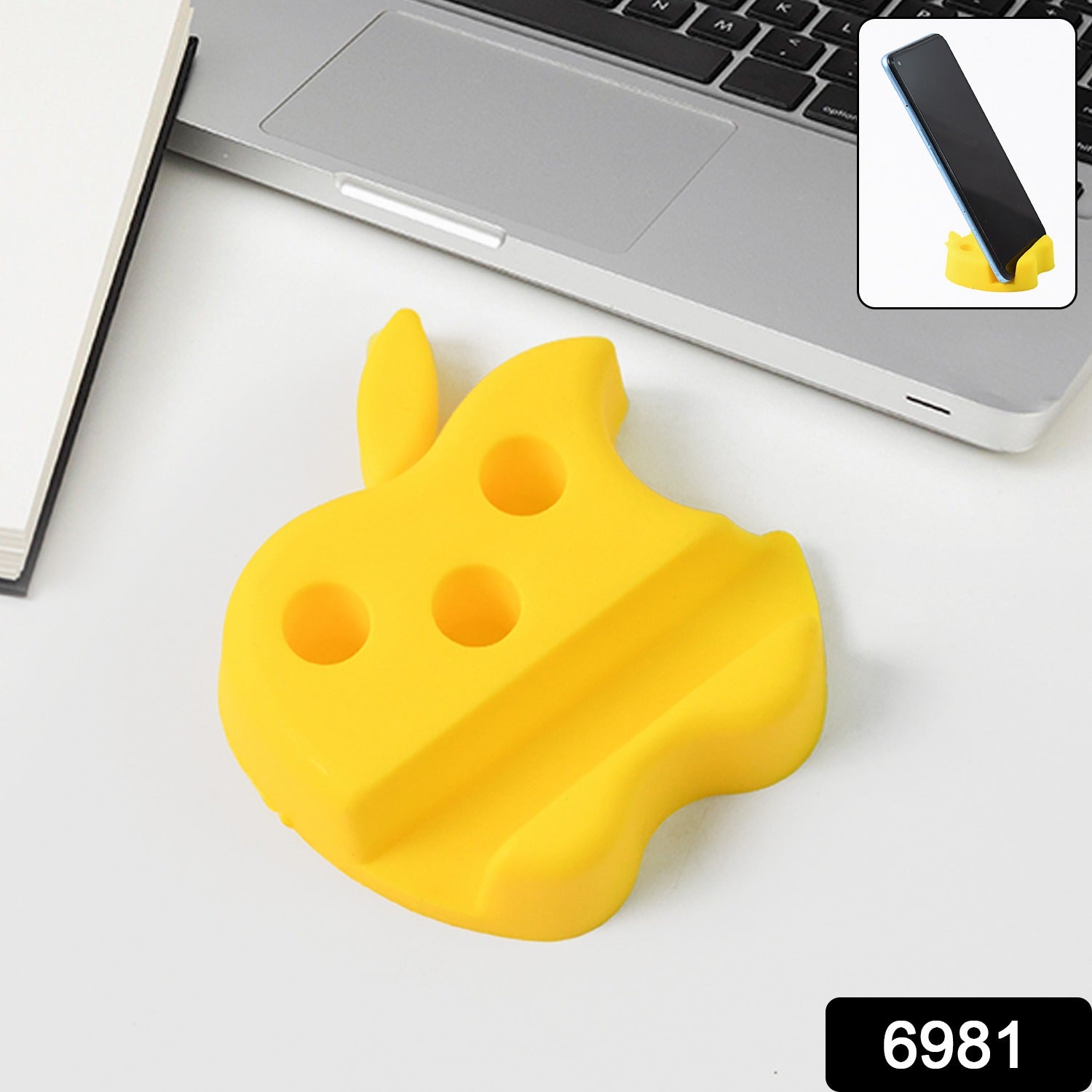 Multi-functional Apple-shaped Plastic Mobile Stand With Pen Holder (1 Pc  Mix Color)