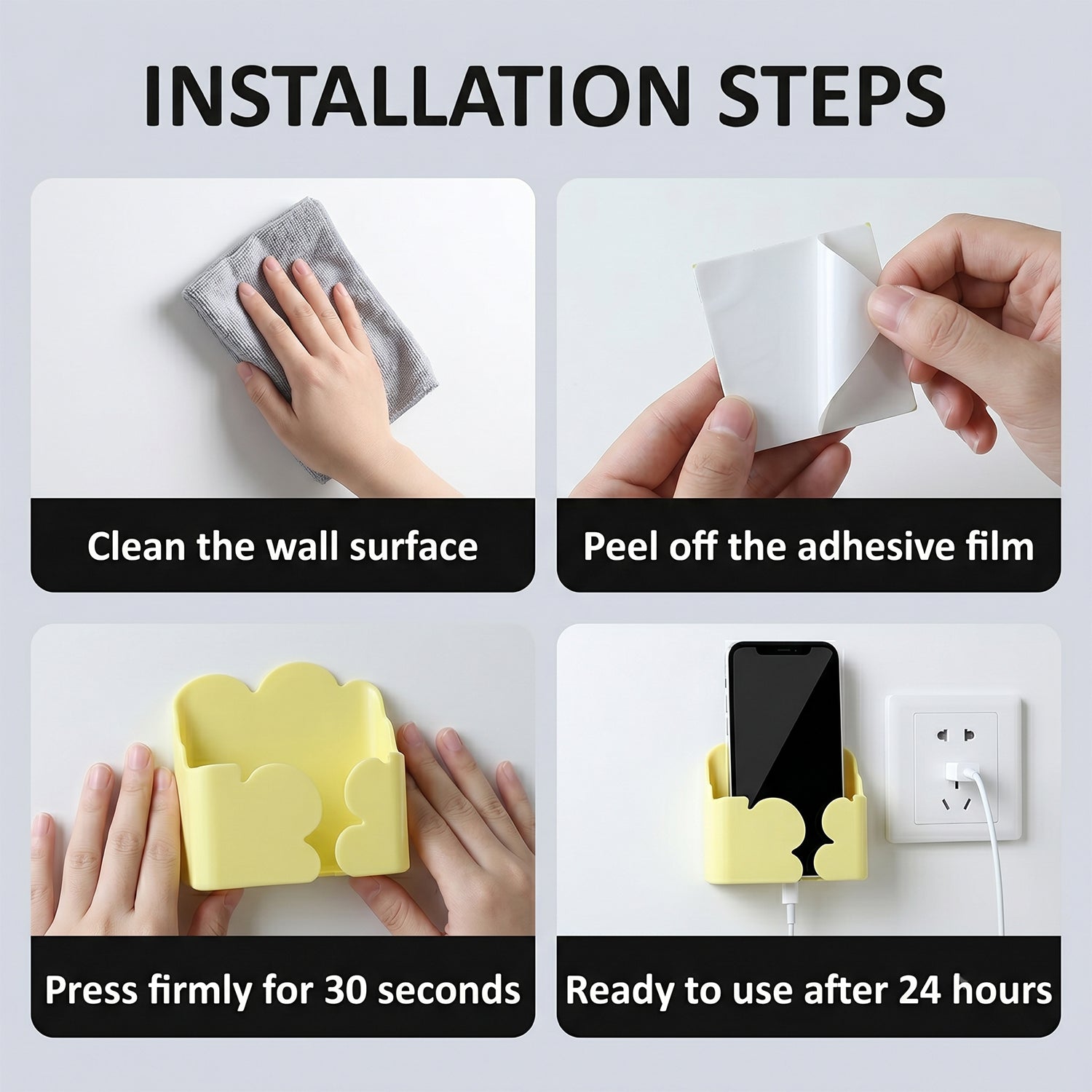 Wall Mount Mobile Phone Holder Self Adhesive Charging Stand For Home (1 Pc)