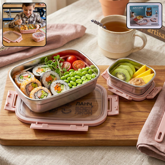 Ganesh Alpha Junior Stainless Steel Lunch Box Set 650 Ml + 140 Ml Approx