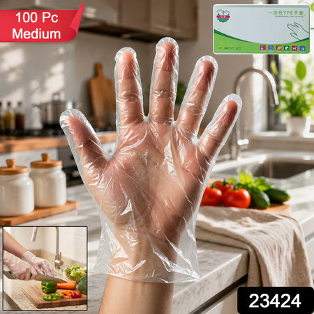 Disposable Medium Plastic Gloves (100 Pc)