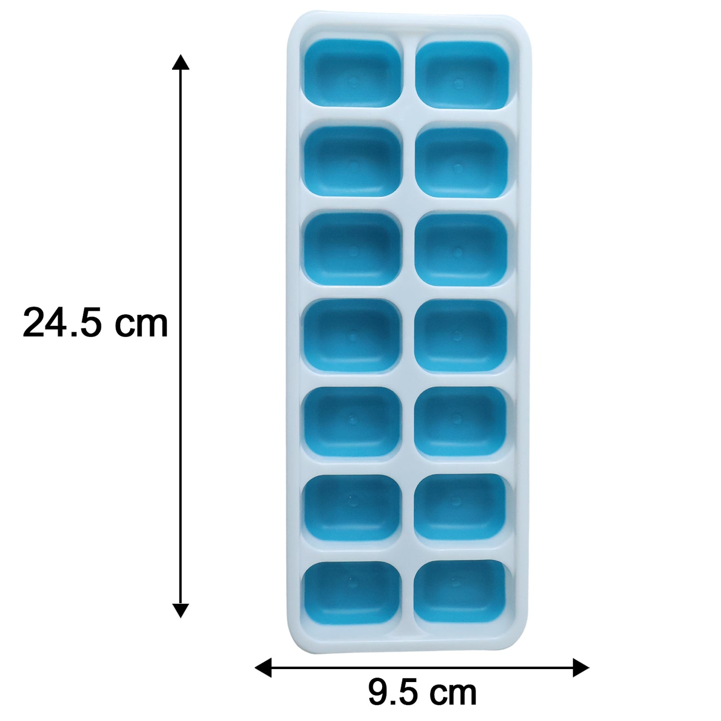 Multipurpose Plastic Ice Cube Tray With Lid (1 Pc 14 Gride  Blue)