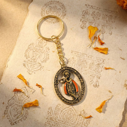 Metal Traditional Decorative Lord Krishna Keychain (1 Pc)
