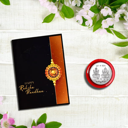Krishna Flute Rakhi With Choco Nut Butterscotch Coin Tilak  Greeting Card Combo