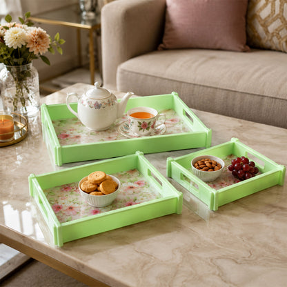 Supermom Floral Printed Multipurpose Serving Tray Set (3 Pc Set)