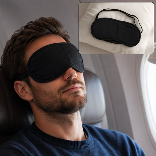 Soft Black Fabric Sleeping Eye Mask For Flight Travel And Night Rest (1 Pc)