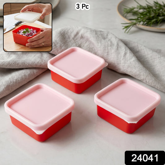 Mini Plastic Food Storage Container With Lid Set (3 Pc)