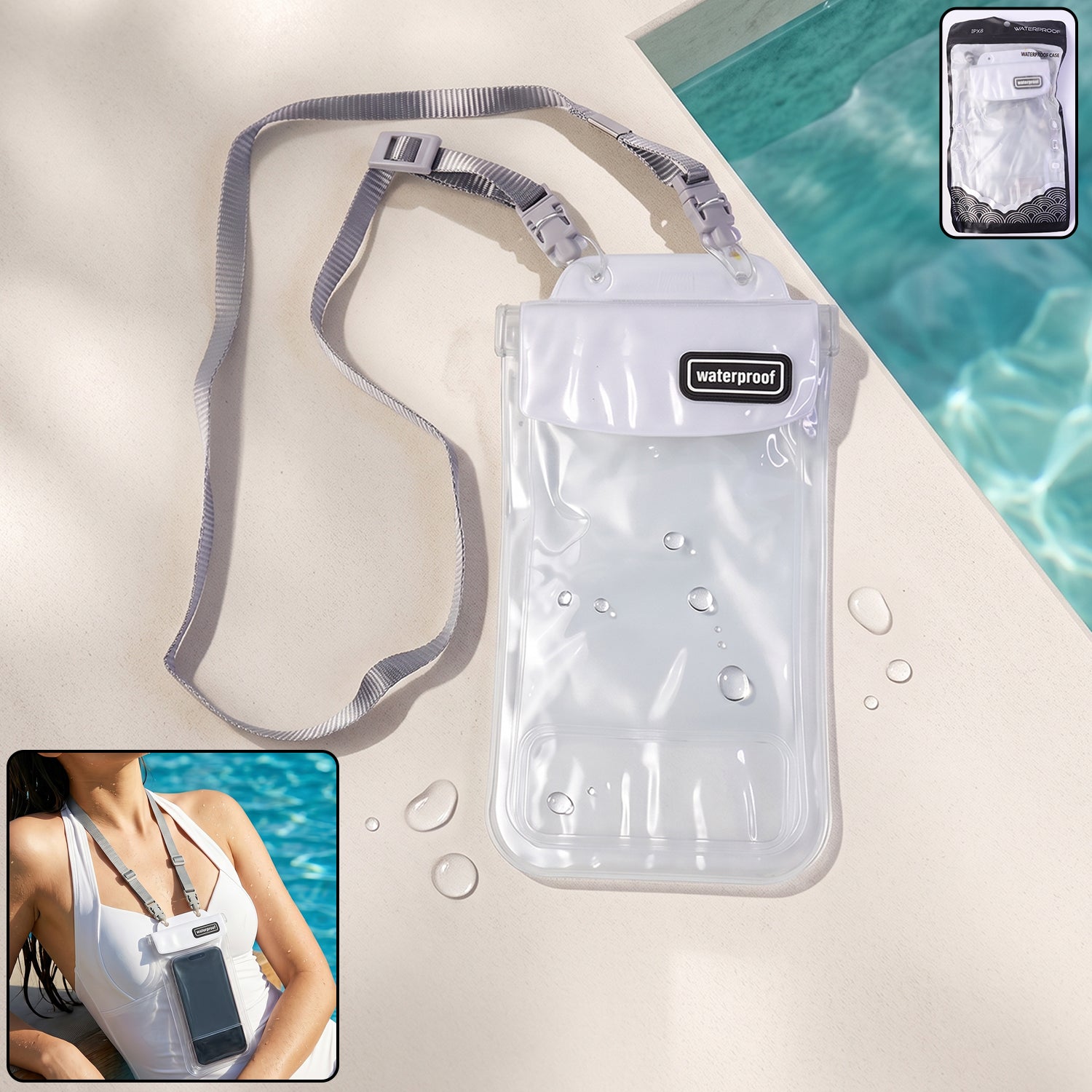 Waterproof Mobile Pouch Cover  1 Pc Universal Sealed Phone Case With Lanyard