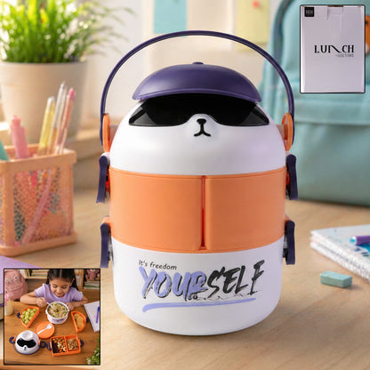 Cute Cartoon Double Layer Lunch Box (1 Pc)
