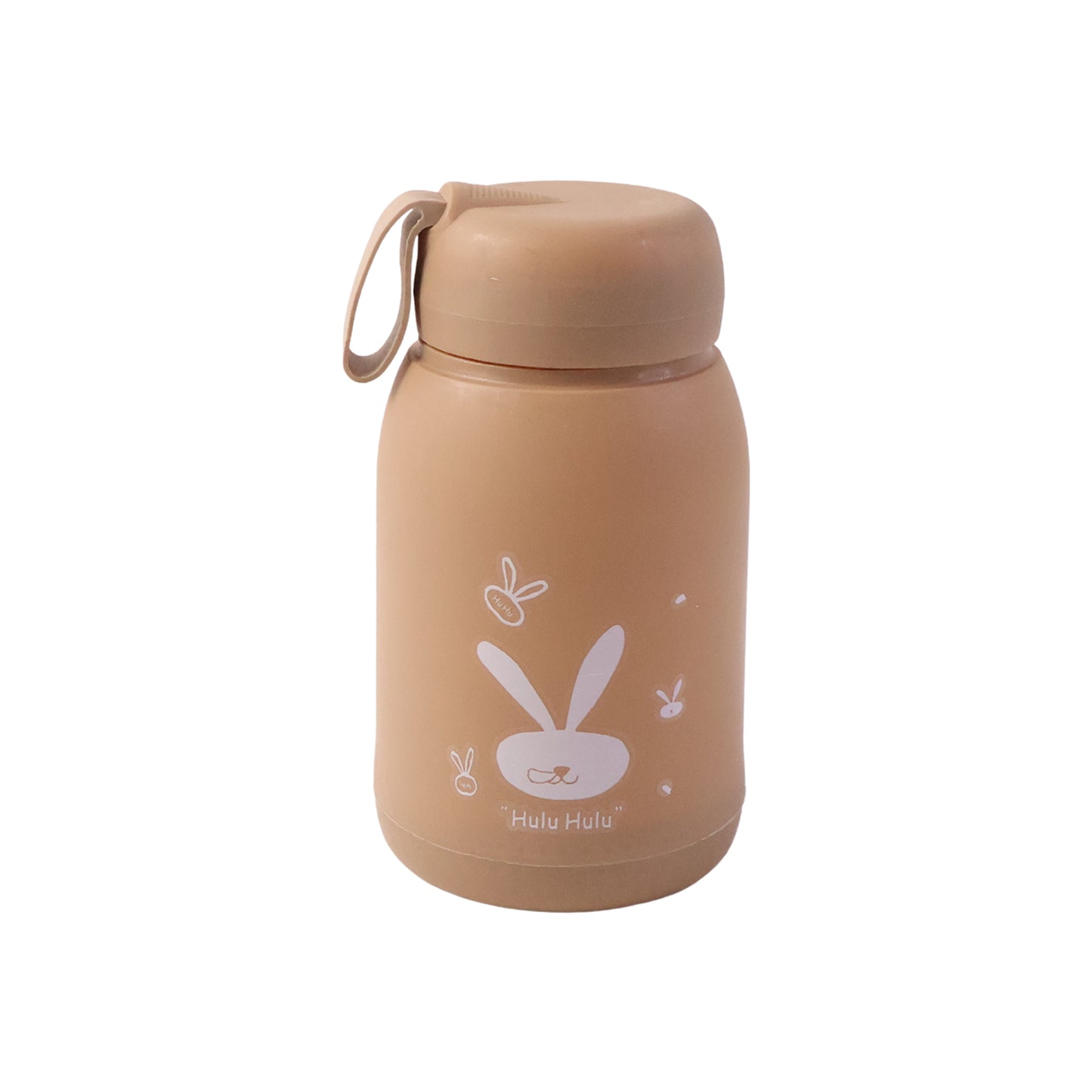 Cute Bunny Print Glass Drinking Brown Bottle (330ml  1 Pc)