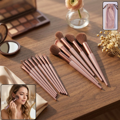 Professional Makeup Brush Set With Pouch Soft Synthetic Bristles (13 Pc Set)