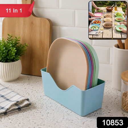 11 In 1 Plastic Snack Serving Plates Set Multi-compartment Party Snack Tray